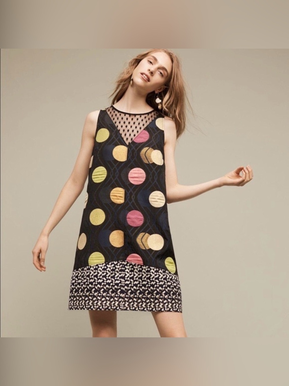 Anthropologie Tilde Polka Dot Shift Dress Maeve XS